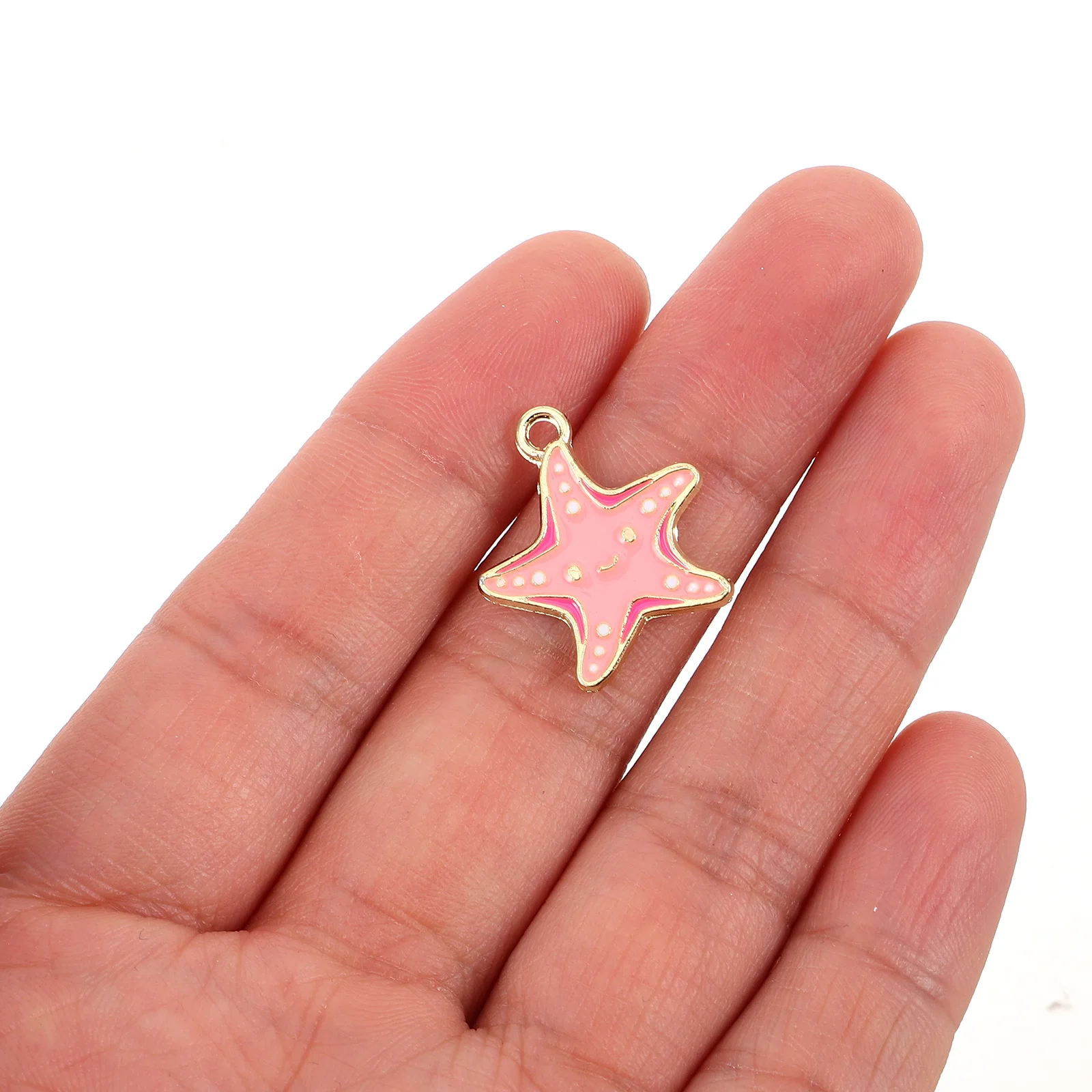 

10Pcs Pink Sea Star Charms Enamel Ocean Themed Pendants DIY Jewelry Making Supplies for Bracelets Necklaces Earrings