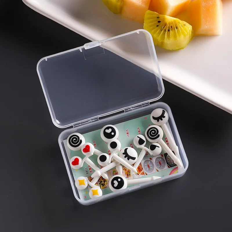 Transparent Fruit Fork Storage Box Organizer Plastic Storage Case Adjustable Container For Kids Fruit Fork Organizer Display Box