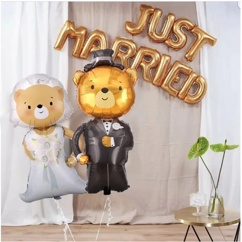 1Psc Large Bear Bride And Groom Aluminum Foil Balloons For Wedding  Engagement Birthday Anniversary Wedding Room Decorations