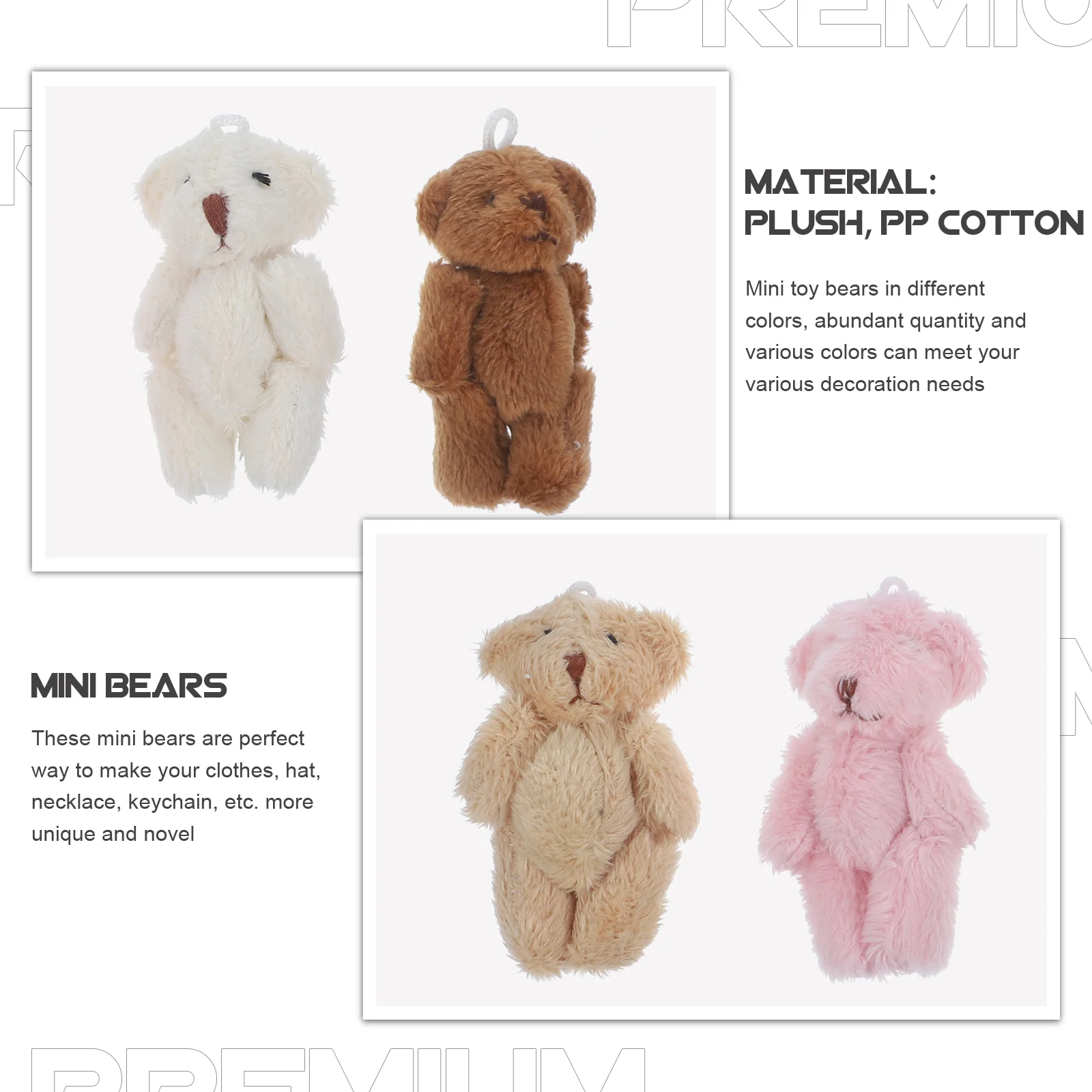 20 Pcs Mini Stuffed Bear Plush to Miniature Bears for Baby Shower Bulk Animals Party Favors