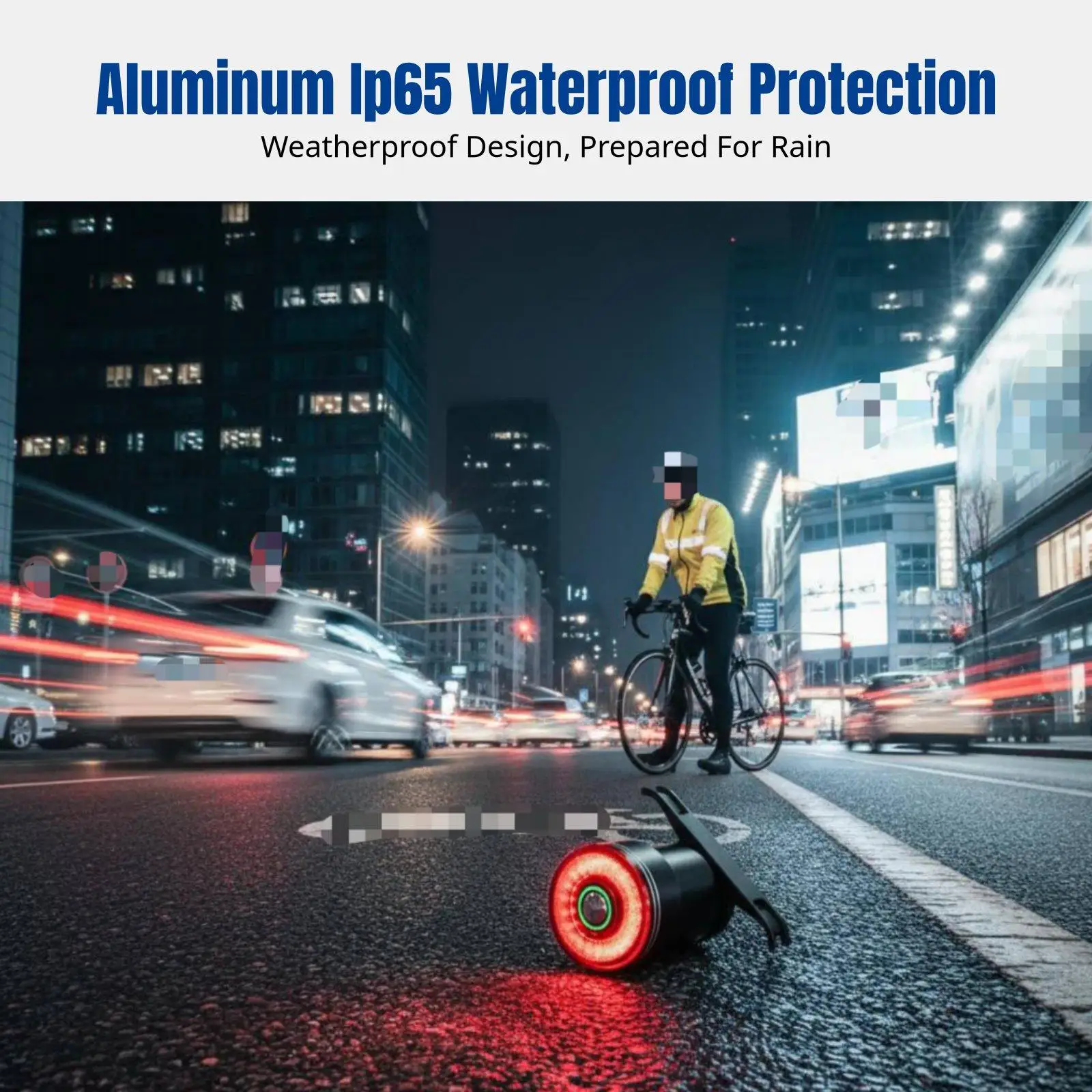 USB Rechargeable Bike Rear Light with Smart Brake Detection Two Tone Lighting Aluminum Shell IP65 Waterproof for Night Riding