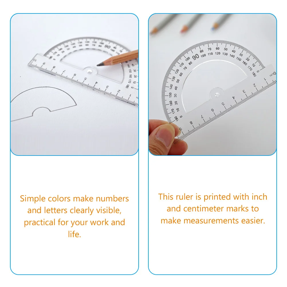30 قطعة منقلة بلاستيكية شفافة 180 درجة مسطرة الرياضيات للطلاب مدرسة الرسم أداة قياس صياغة لوازم الهندسة #5