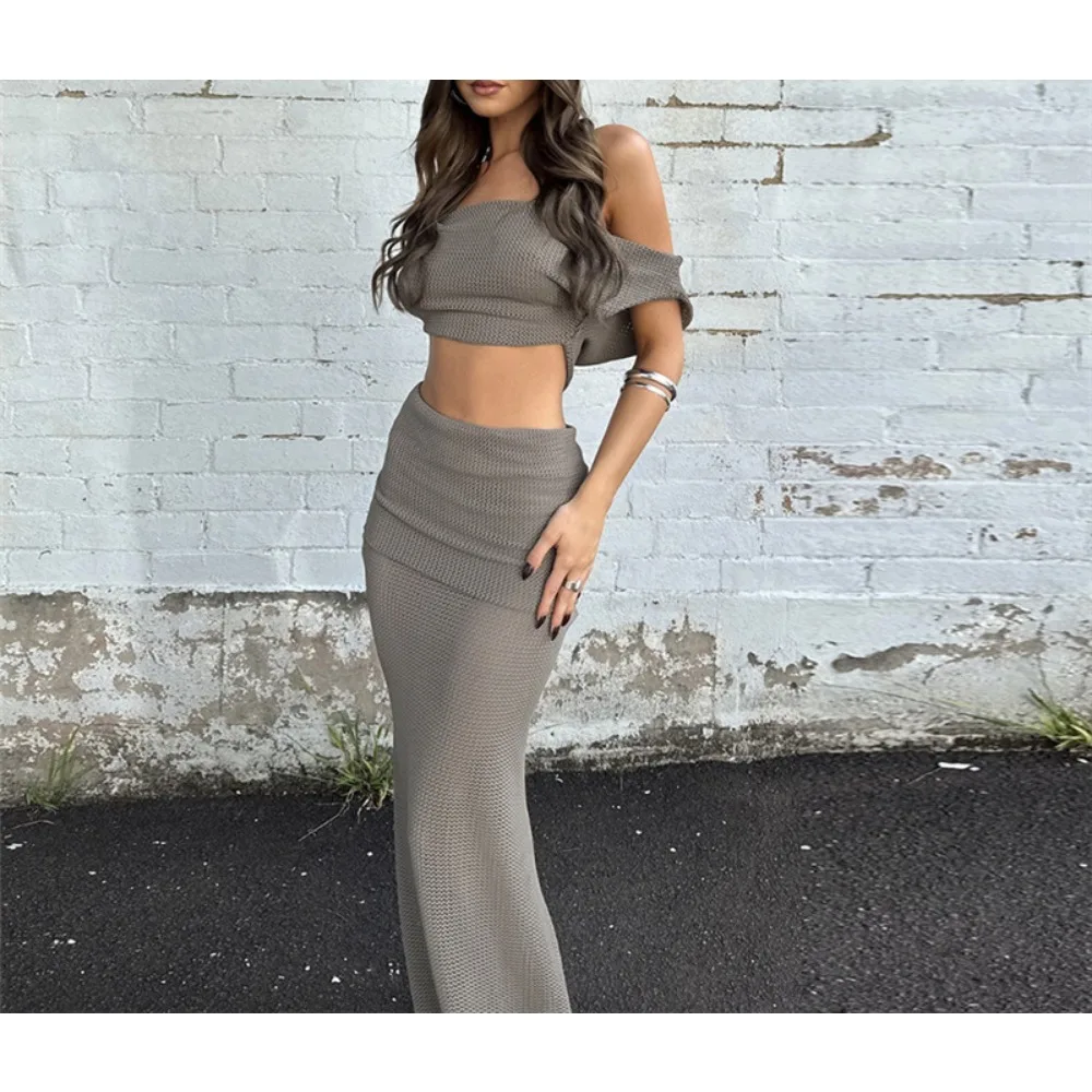 TWOTWINSTYLE однотонный сращенный комплект из двух предметов для женщин, топ без рукавов с квадратным вырезом, темпераментные юбки с высокой талией, женская мода