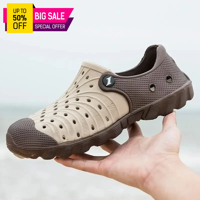 With Platform Shoes for Men Height Hole Rain Boots Luxury 2026 Stylish Trend Expensives Pvc Outdoor Daily Use Color Man Sandals