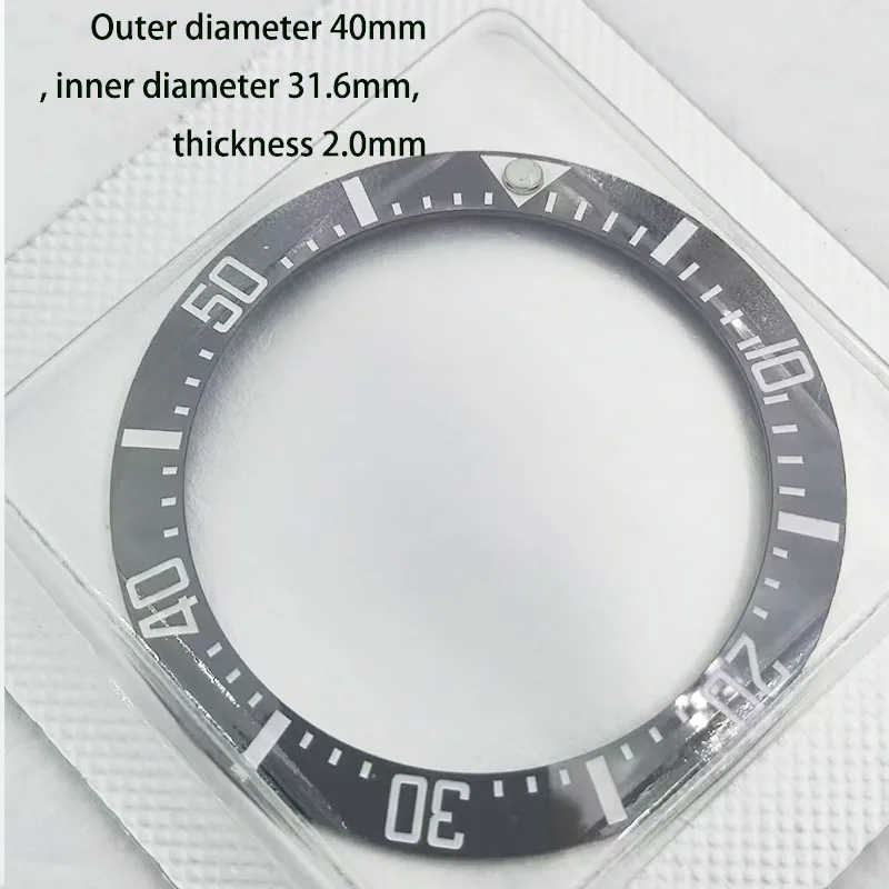 

Suitable for ceramic ring, black green case, bezel mouth, digital scale ring, watch outer ring accessories, diameter 40mm R