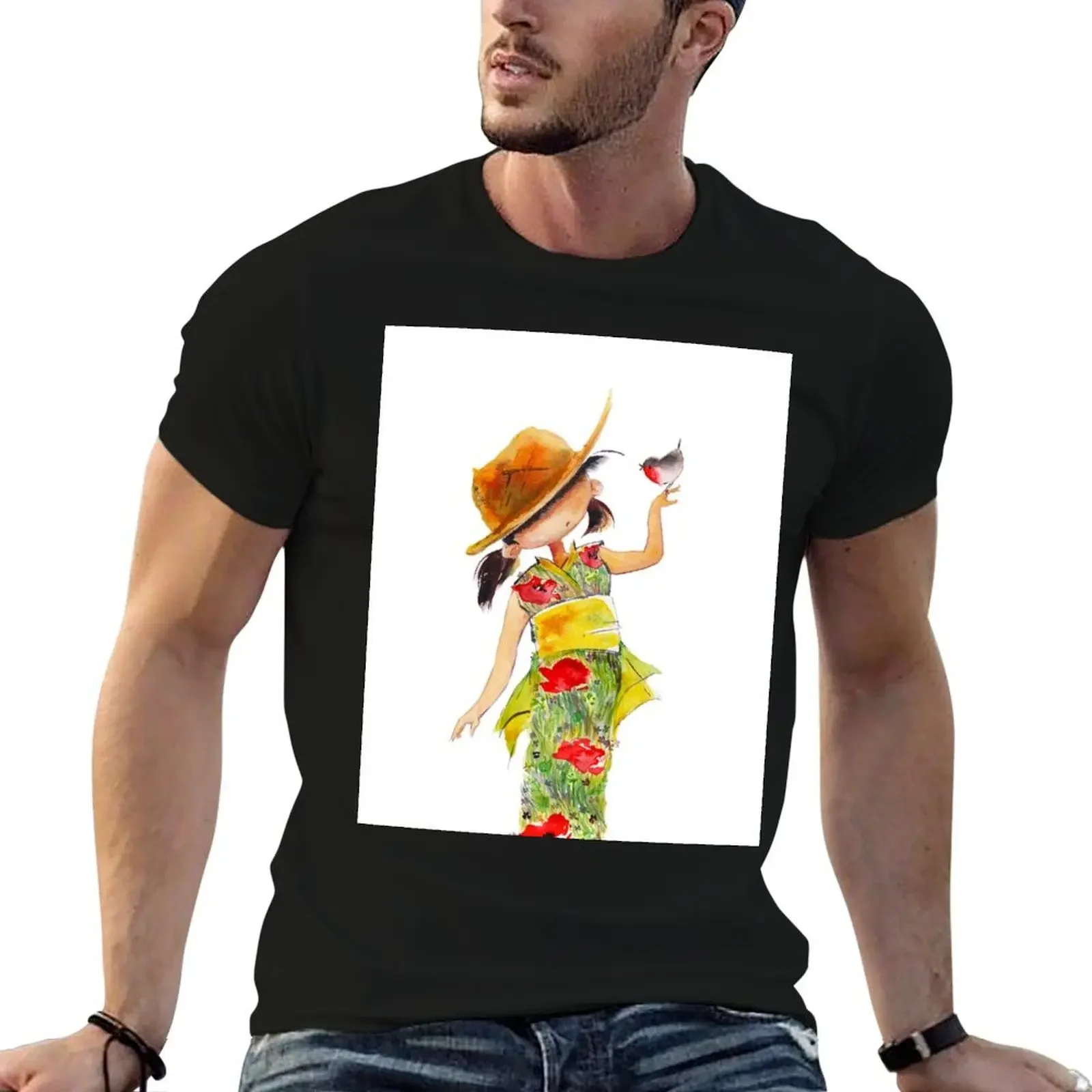 

Japanese robin T-Shirt tops shirts graphic tee mens tall t shirts