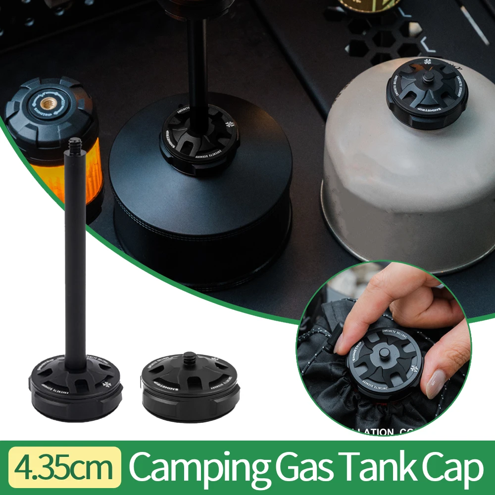 Tapa de Tanque de Gas para Exteriores de Aleación de Aluminio con Conector de Soporte de Lámpara Expandible de 1/4, Bidón de Gas Plano para Camping, Senderismo y Picnic