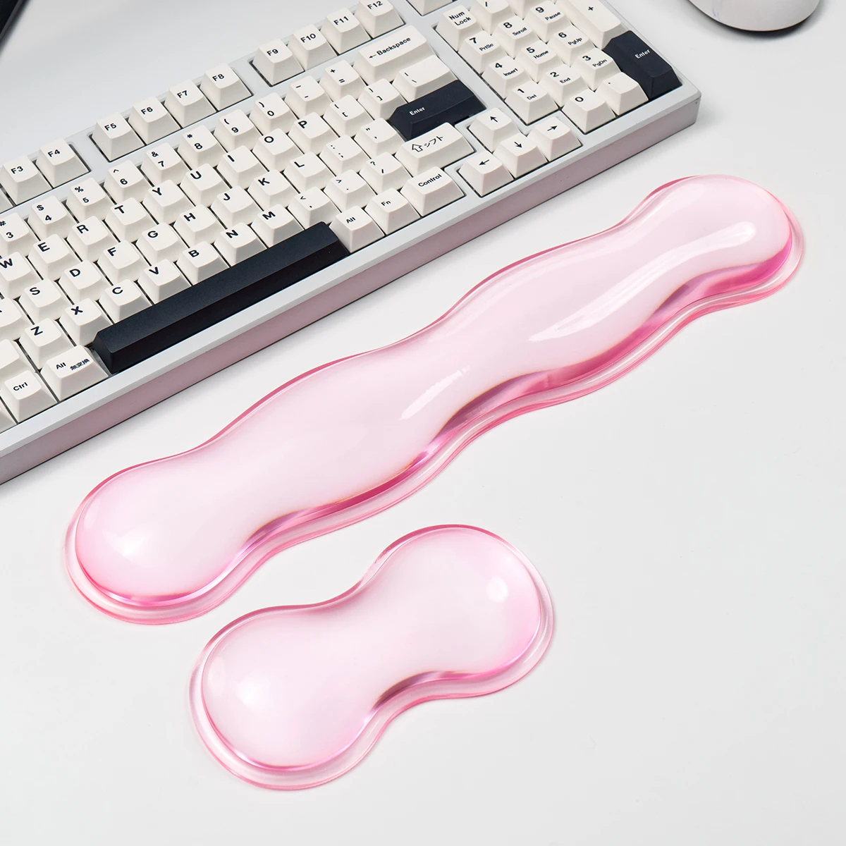 Pink Silicone Gel Keyboard and Mouse Wrist Rest Set For Keyboard Ergonomic Clear Wrist Rest For Typing and Gaming