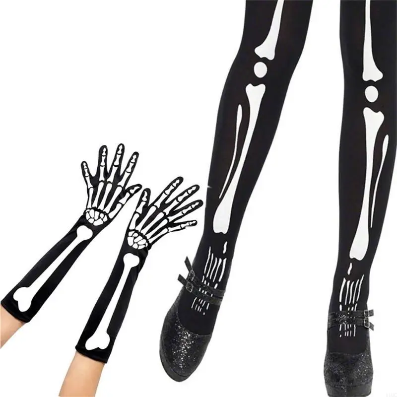 Skull Head Gloves Stocking Household Party Background Decoration Accessory for Kid Girl Boys Costume Cosplay Household 
