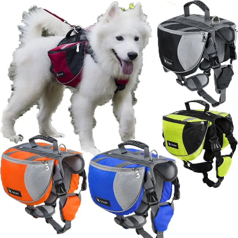 

Reflective Dog Backpack Travel Bag with Snack Storage Compartment Portable Training Hiking Accessories