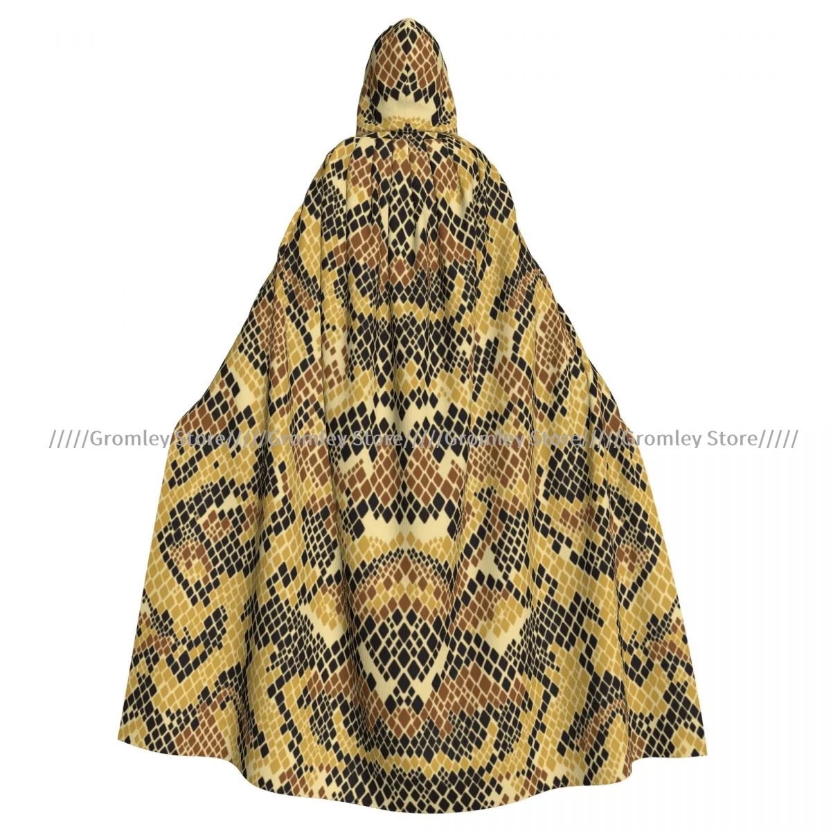 Adult Abstract Python Snake Skin Cloak Cape Hooded Medieval Costume Witch Wicca Vampire Halloween Costume Dress Coat