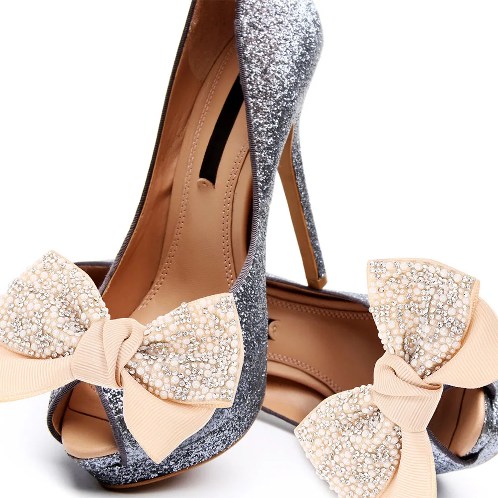 

4pcs Rhinestone Bow Charms For Women Detachable Decorative Accessories Elegant Versatile Shoe Jewelry Comfortable Wedding Party