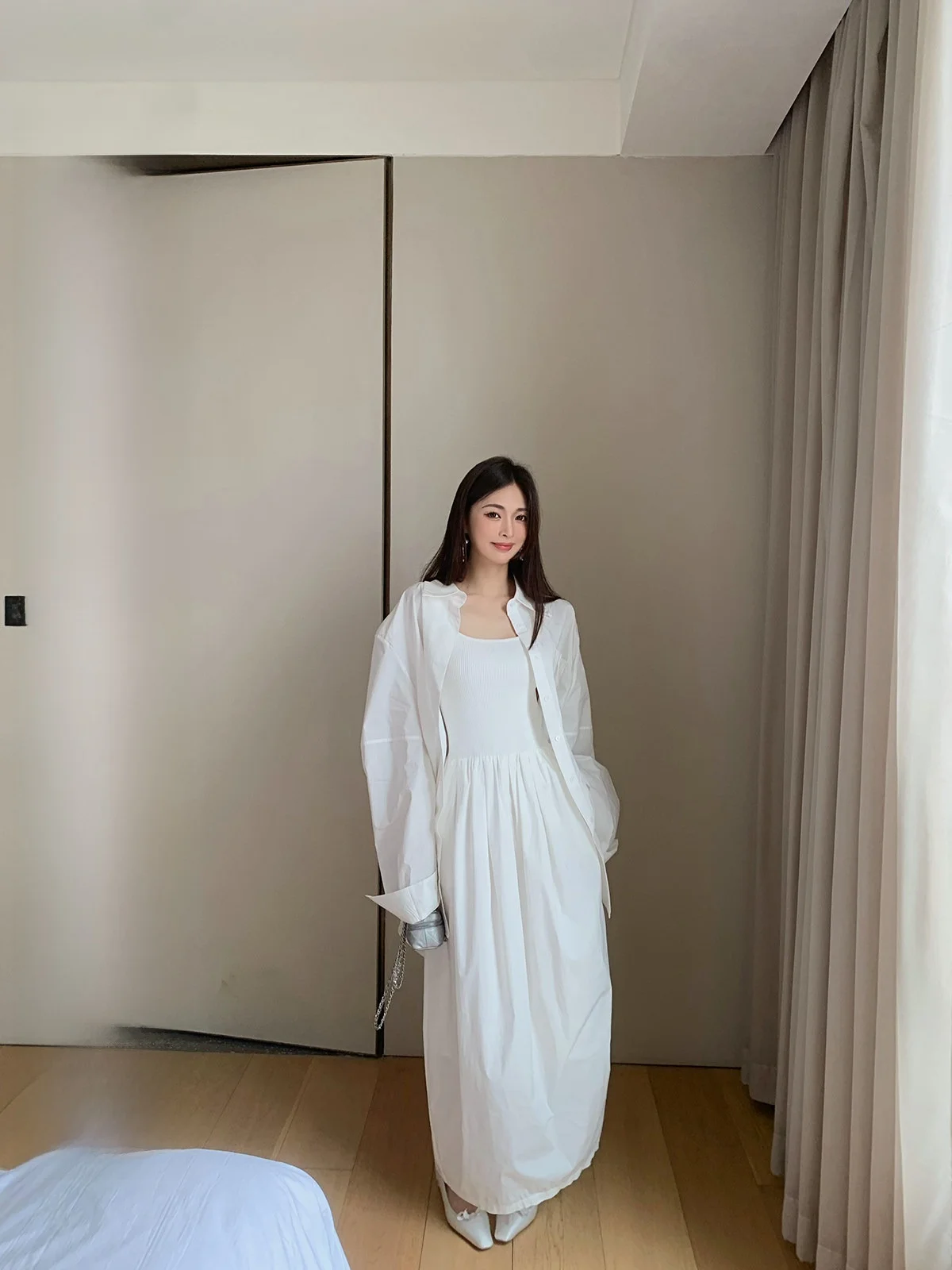 

Retro Knitted Vest Dr Puffy Slimming Silhouette Women's Faion Spring Summer Autumn Long Sve Color Casual Dr