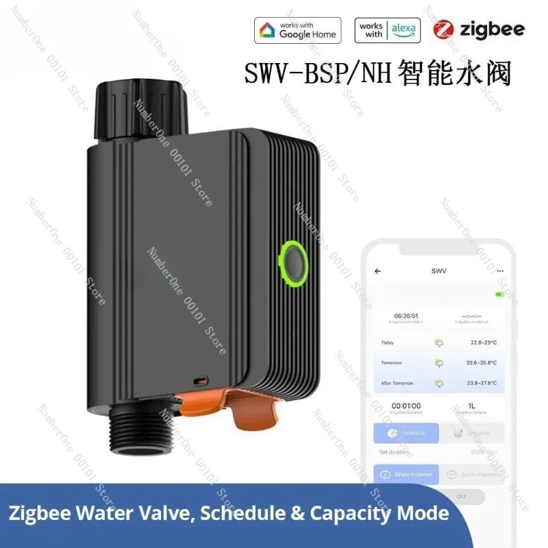 Zigbee SWV Smart Water Valve Smart Home Single Outlet Irrigation Water Valve APP Remote Control Garden Sprinkler