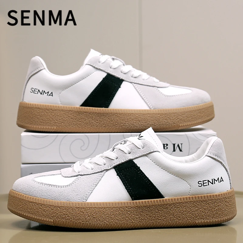 

SENMA Men's and Women's Casual Sneakers Breathable Non-Slip Tennis Walking Shoes Leather Suede Flats Shoes Women Sports Shoes