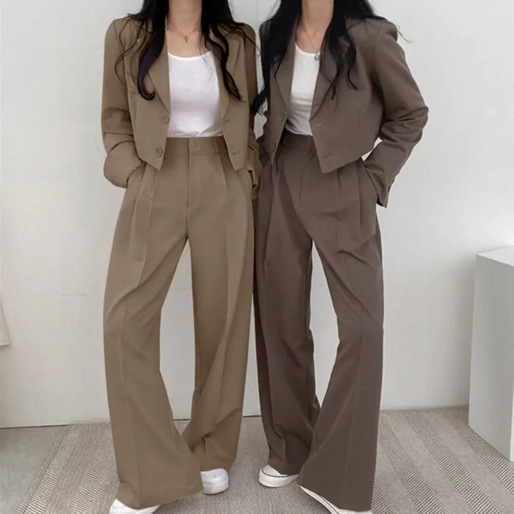 

Loose Fit Women Suit Suit for Women Women’s Business Blazer Jacket Set Wide Leg Pants Suit Fall Two-piece Work Outfit Office