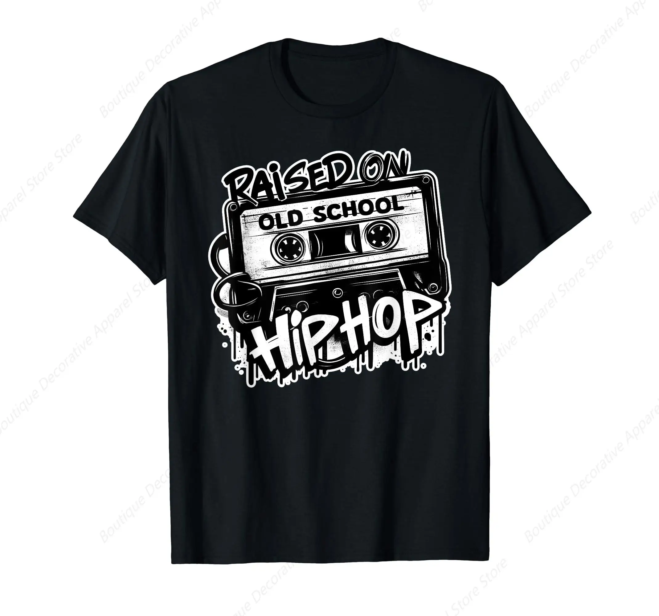 

RAISED ON OLD SCHOOL HIP HOP Anniversary Cassette Graffiti T-Shirt