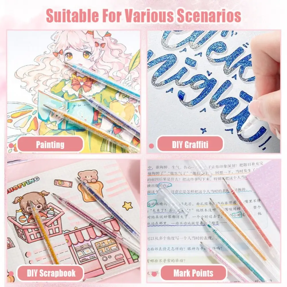 

Multifunctional DIY Painting Glitter Pen 8/12/18/24/36/48 Colors Colorful Shiny High Gloss Drawing Pen Flash Marking Pen Gift