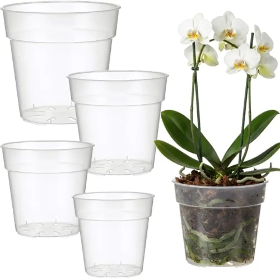 

Nursery use: clear plastic pots, transparent, 8/9/10/12 inch variety pack with drainage holesenhances root health for orchids a