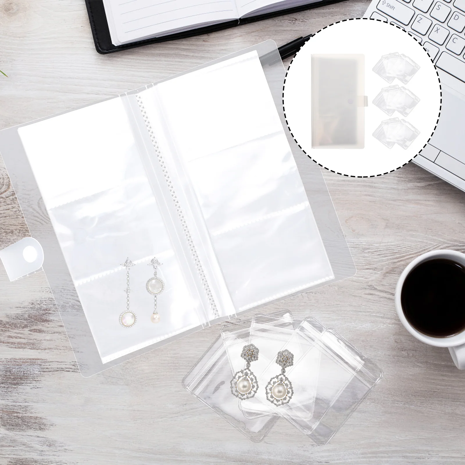 

1Set Jewelry Storage Book Transparent Organizer Strong Plastic Jewelry Holder Travel Earring Organizer Album Earring Bag