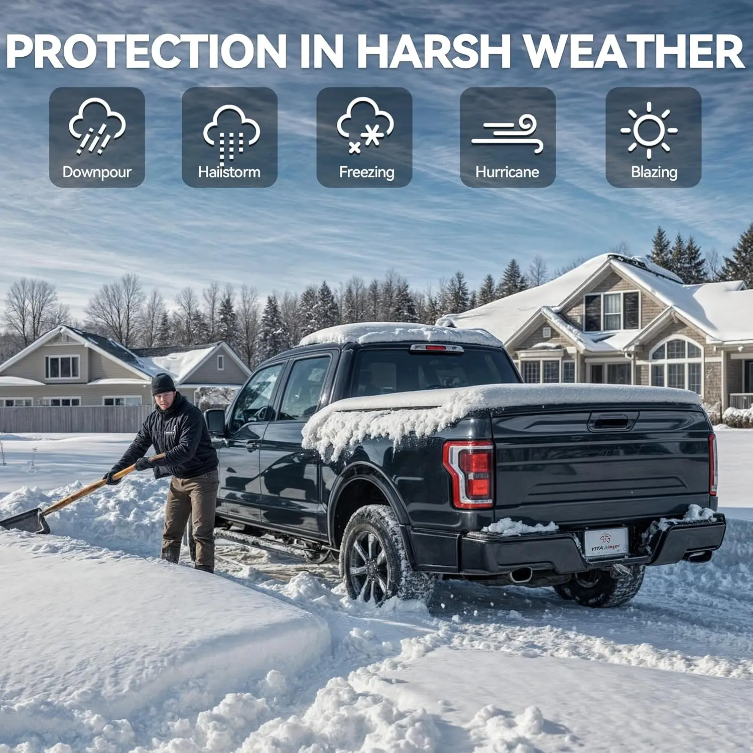 غطاء تونيو لسرير الشاحنة الصلب ثلاثي الطي FRP يناسب تشيفي سيلفرادو/جي إم سي سييرا 1500 نمط الجسم الجديد 2019-2025، فليتسايد 5.8 قدم