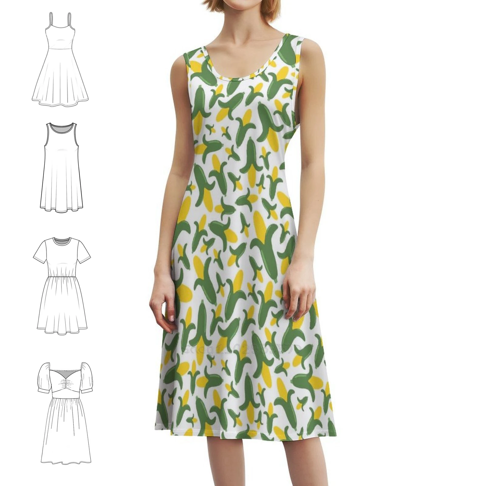 

Corn Pattern ~It'S Corn~ Boho Chic Dress Elegant Fashion Beach Wedding Party Gown Food Pattern Corn Pattern Oddly Dress