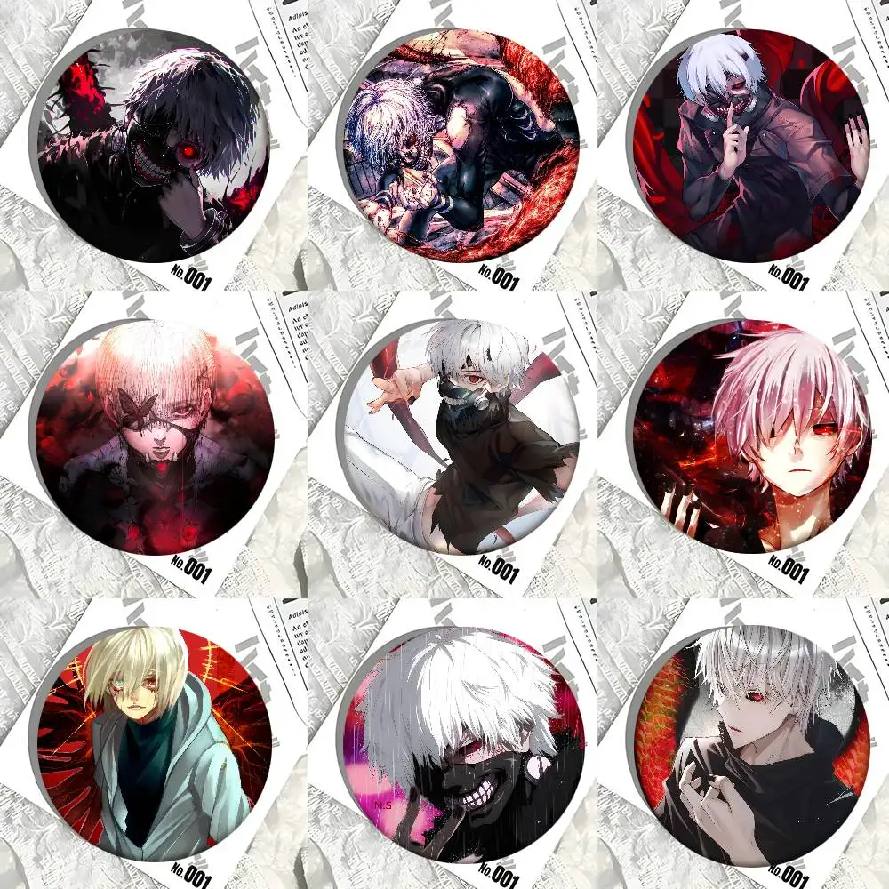 Tokyo Ghoul Anime Kaneki Ken Abzeichen Runde Abzeichen Weißblech Münze Brosche Kleidung Rucksack Zubehör Anstecknadel