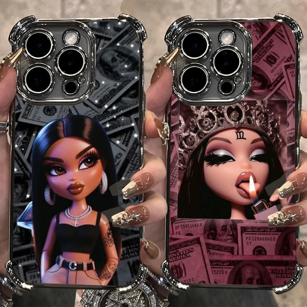 Anime Fashion Lovely Doll Bratz Plating Phone Case For Samsung S26 S25 S24 S23 S22 S21 S20 FE Note20 Edge Plus Ultra Anti Airbag