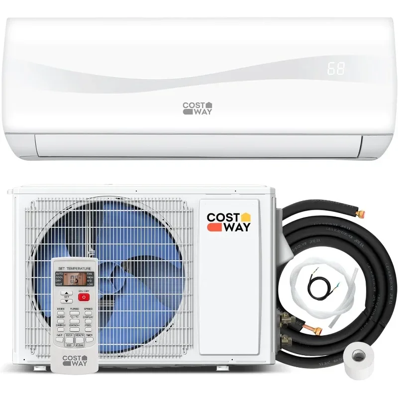 COSTWAY 12000BTU Mini Split Air Conditioner& Heater, 20 SEER2 115V Wall-Mounted Ductless AC Unit Cools Rooms up to 750 Sq. Ft