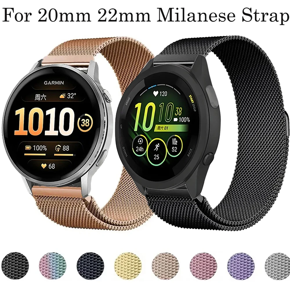20 mm 22 mm Metallarmband für Garmin Venu 4 45 mm/3 Milanese-Armband Garmin Vivoactive 6 5 4/Forerunner 970 965 255 265 165 55 Band