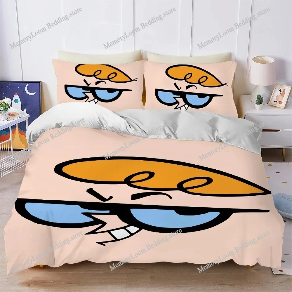 Funny Cute D-Dexters-Lab Duvet Cover Set Home Style Bedding Soft Laundry Cotton Bed Four Seasons Student Dormitory Home Textile