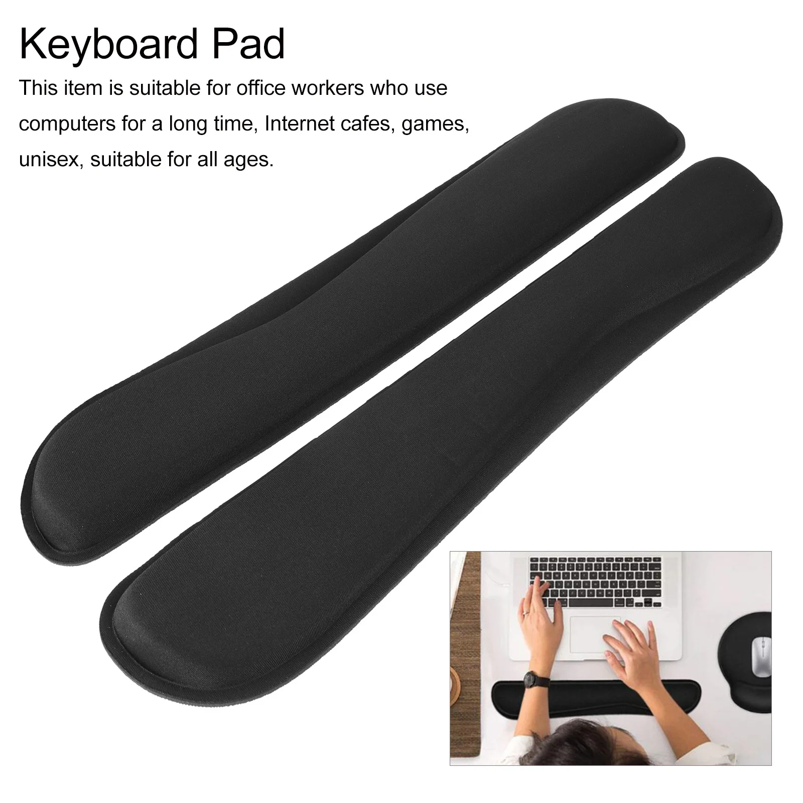 

2Pcs Keyboard Wrist Cushion Ergonomic Soft Fabric Curved Design Comfortable Support for Office Computer Laptop Gaming