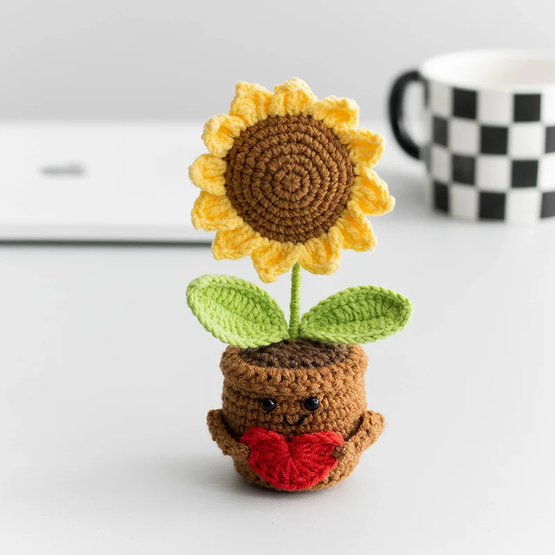 Süße gehäkelte emotionale Unterstützung gestrickte positive Energie Puppe handgemachte Kintted Puppe Auto Tisch Dekor Freunde Geschenk – Detail 5