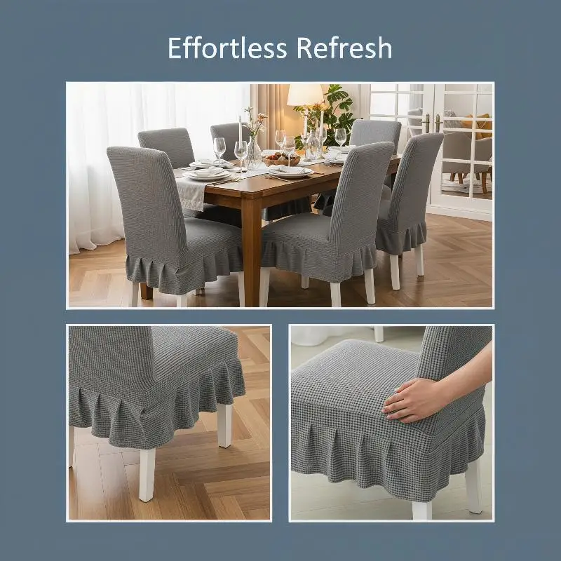 Chair Cover Knitted Thick Long Pleated Edge Elastic Anti Dirty Home Chair Cover Universal Size For All Seasons