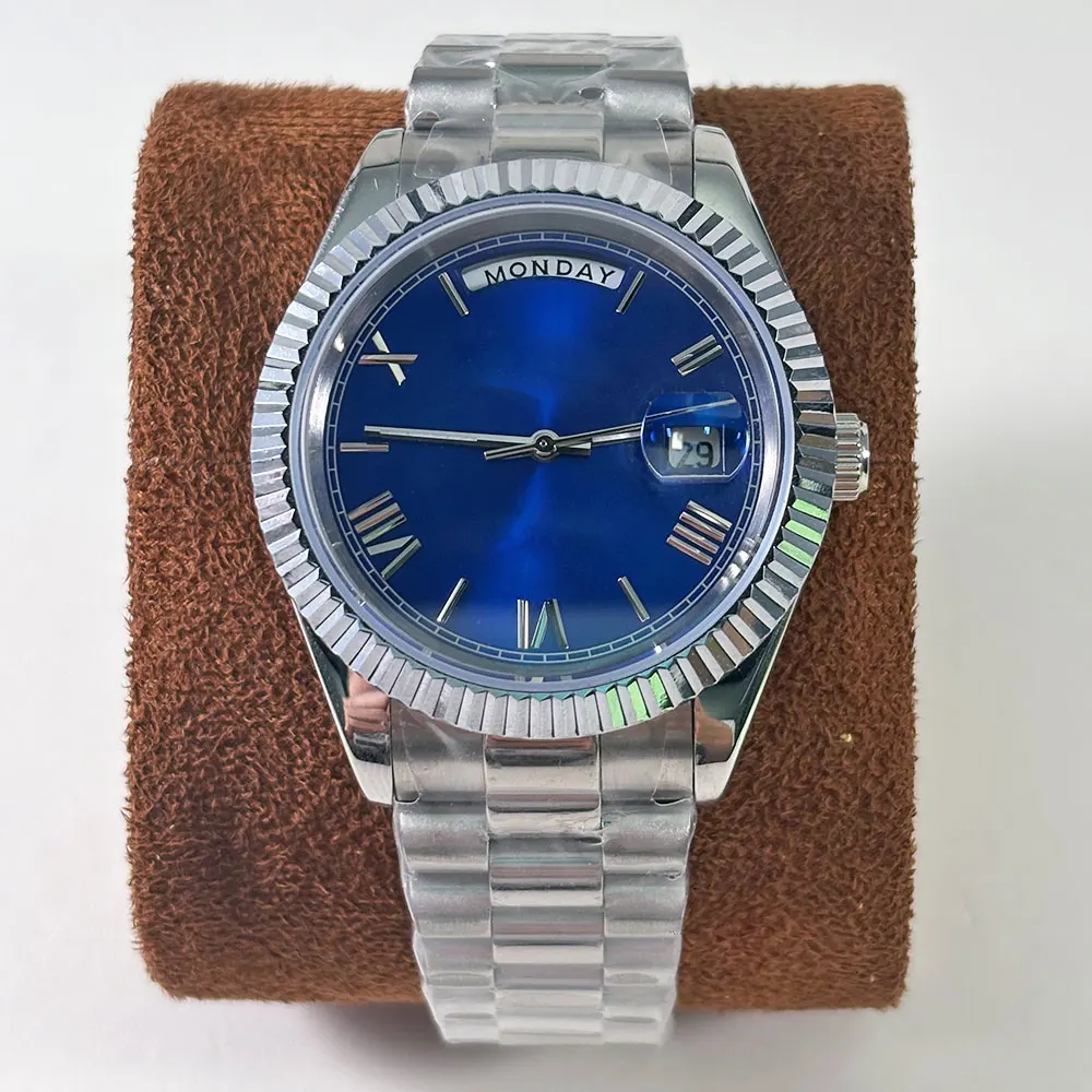Custom logo 40mm sapphire glass 316L dual calendar watch 904L strap suitable for 8285 movement 10Bar waterproof