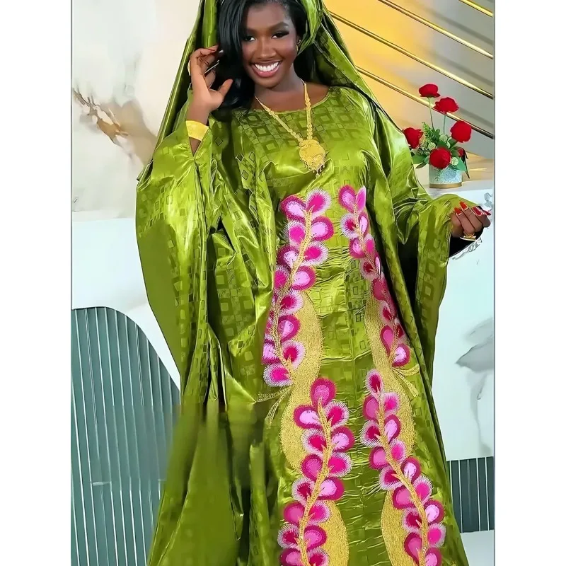 Plus Size African Party Long Dresses for Women 2026 New Luxury Bazin Embroidery Robe Elegant Muslim Wedding Evening Gown - view 2