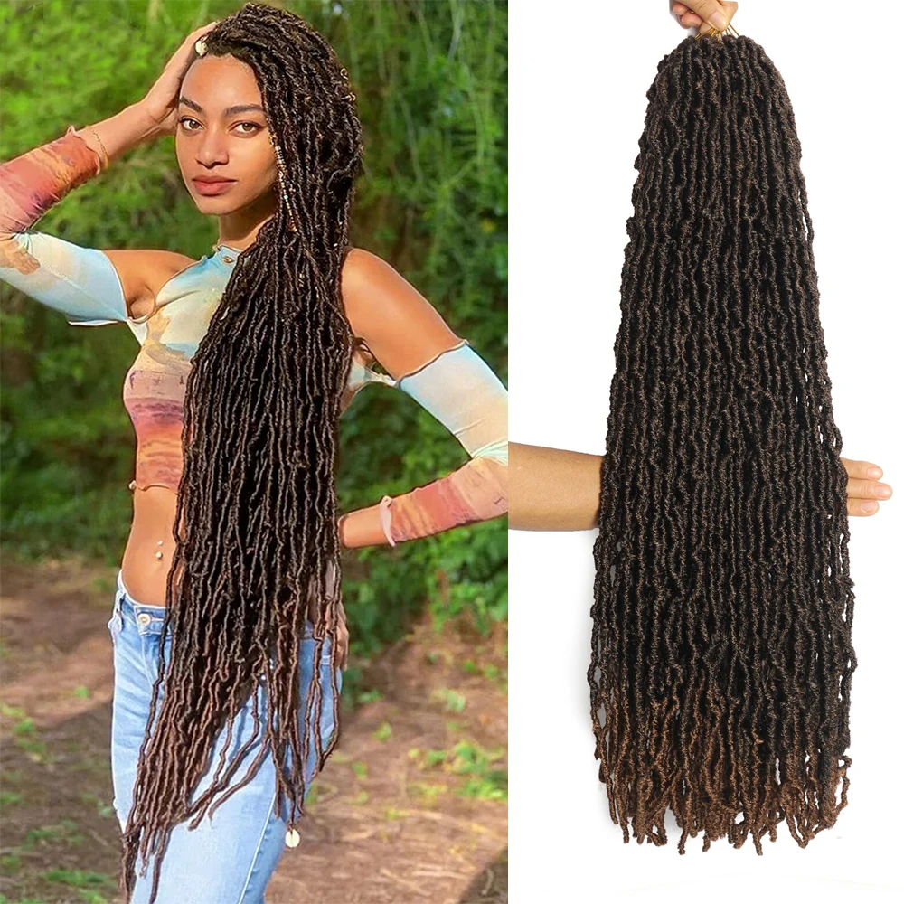 Sintético Curly Wave Locs, Faux Locs Crochet Hair, Tranças macias, Pré Looped Fechaduras africanas, extensões de cabelo, 30"