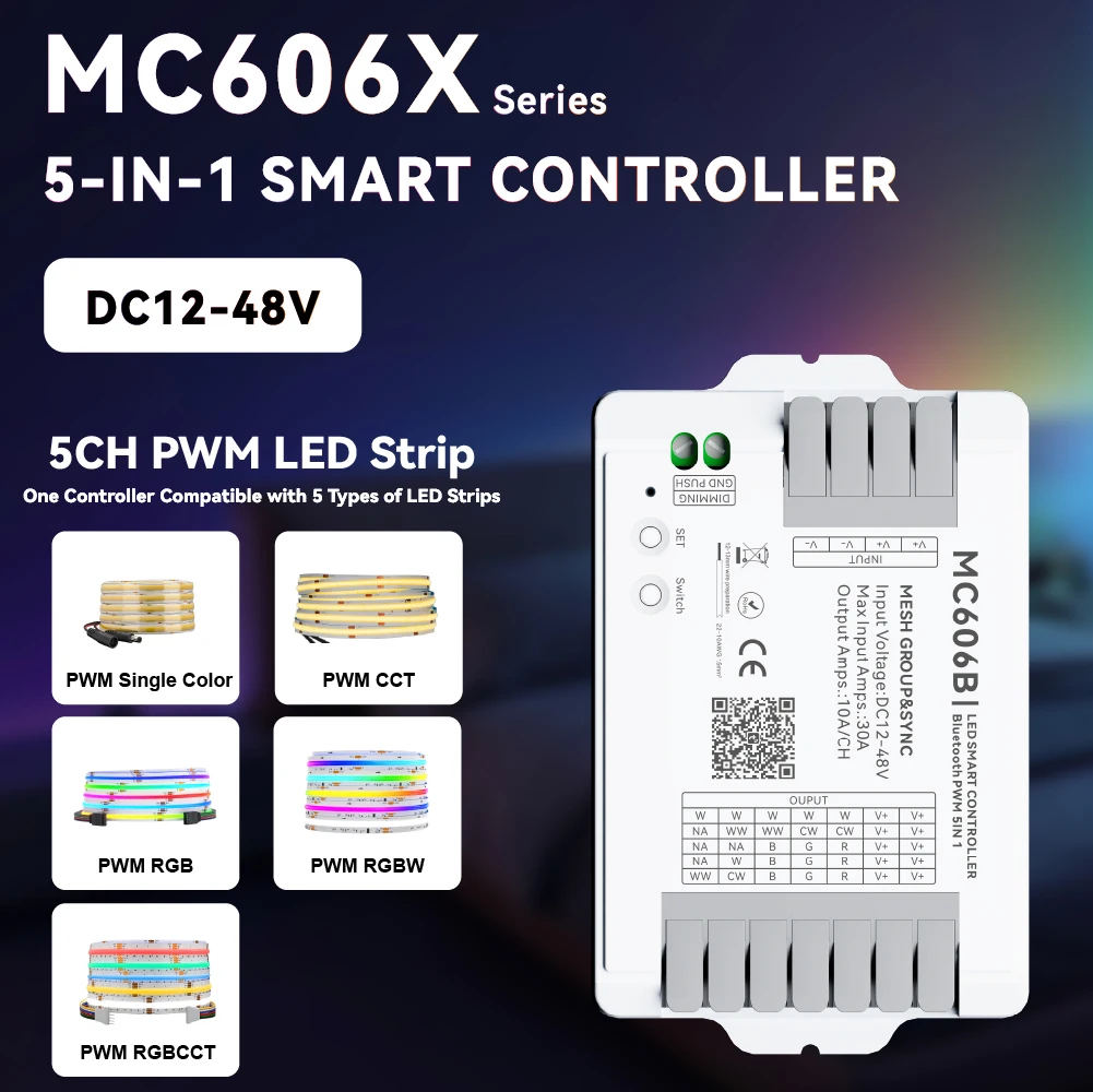 Tuya Smart APP DIM CCT RGB LED Light Strip Remote Control WIFI/Zigbee Press-in Controller DC12-48V 10A/CH Max30A