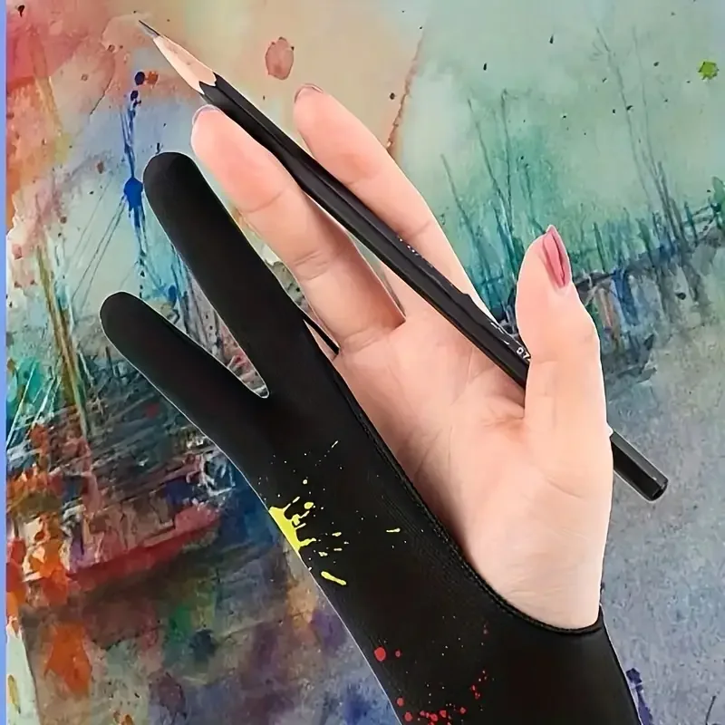 3/10pcs Anti-Smudge Drawing Gloves Two-Finger Anti-Touch for Drawing Tablet Screen Board - Fingerprint Dustproof Art Gloves