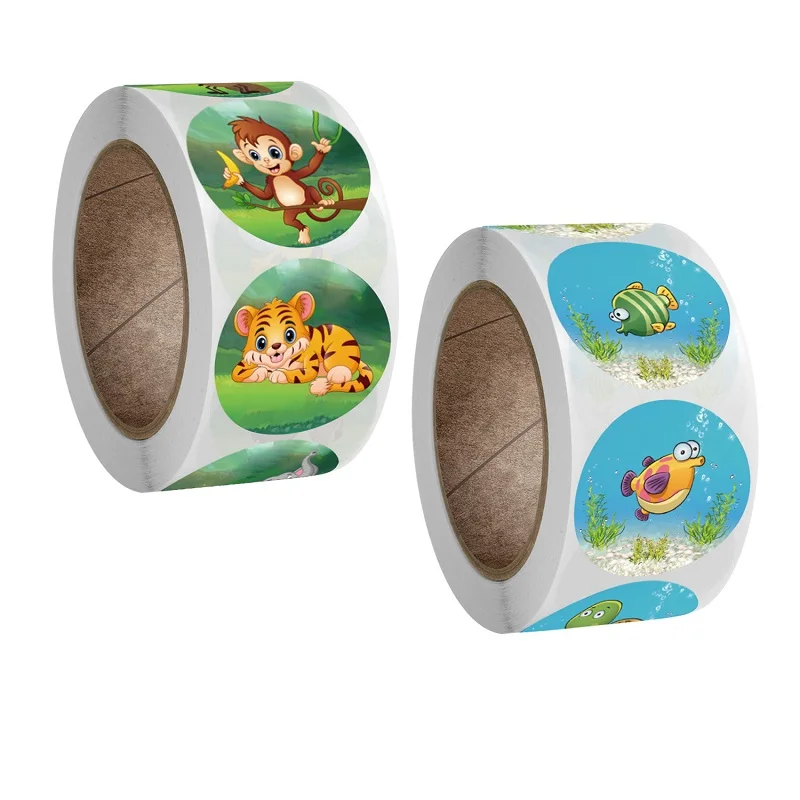 100-500PCS New Stickers Roll Cute Lables Small Cartoon Animal Stickers Photocard Decor Rolling Sticker TZ302