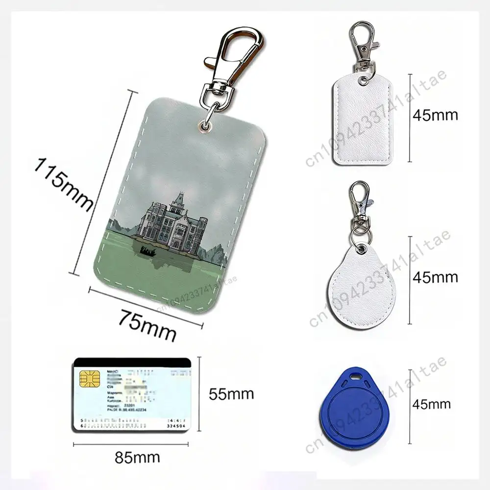 Game Rusty L-Lake Rectangle Access Card Case Leather Card Holder Keychain Key Ring Transportation