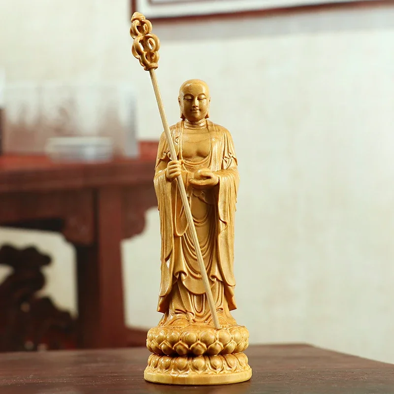 Boxwood Craft King of Tibet Bodhisattva/Buddha Statue Home Living Room Decorations Creative Crafts Fine Gifts