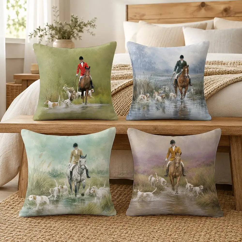 Royal Equestrian Legacy Cushion Cover Soft Short Plush Pillow Cover Smooth Cozy Texture Aesthetic Cushion Case Home Decor