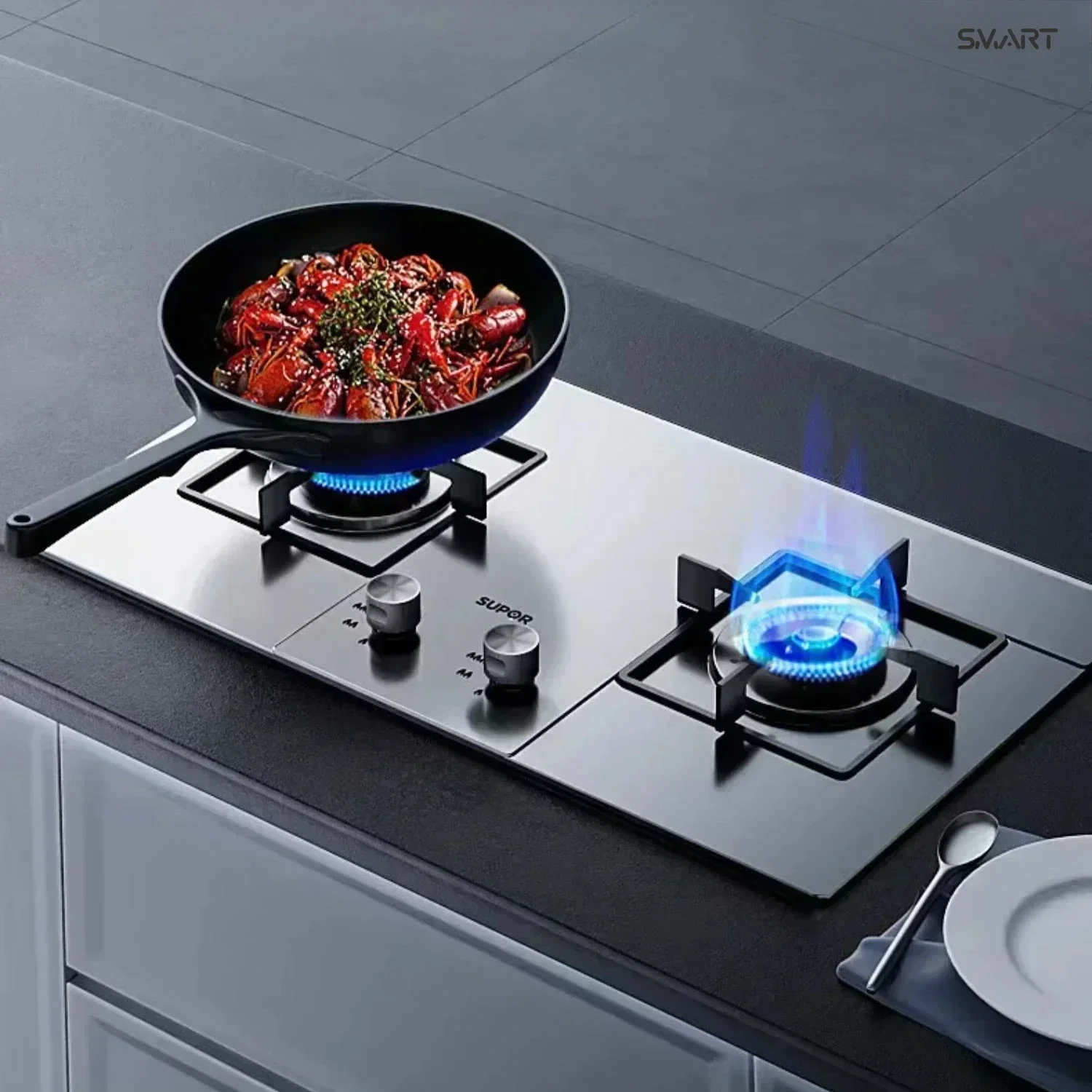 Gas stove，Automatic flameout protection， Double. Household. Embedded. Natural/liquefied gas. Table cooktop. Burner stove.