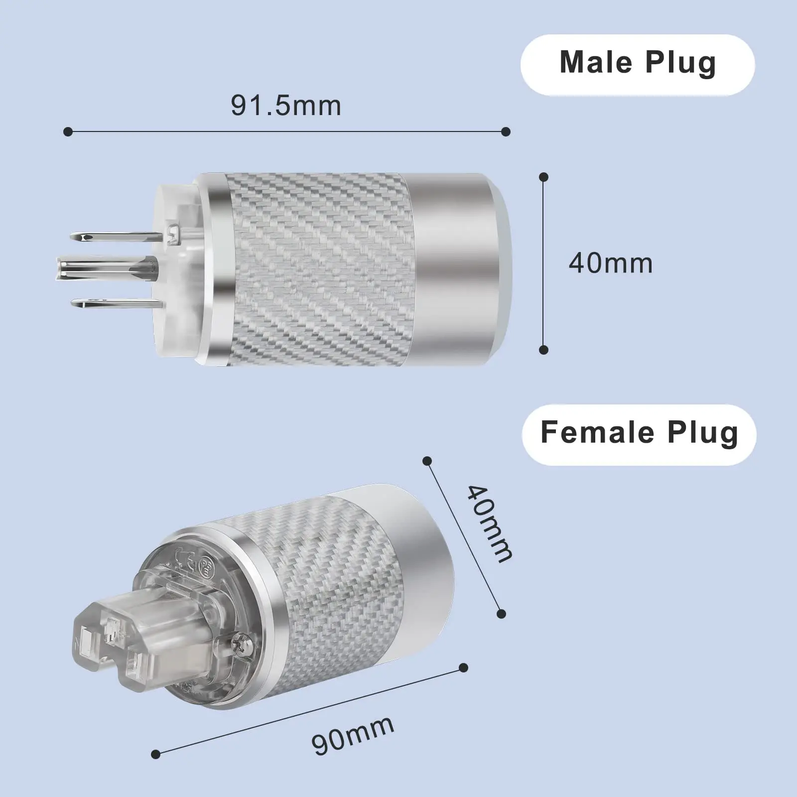 Audiophile Power Plug Black Carbon Fiber Transparent 10A/250V 15A/125V Audio Power Connector Brass IEC320 C13 Connector
