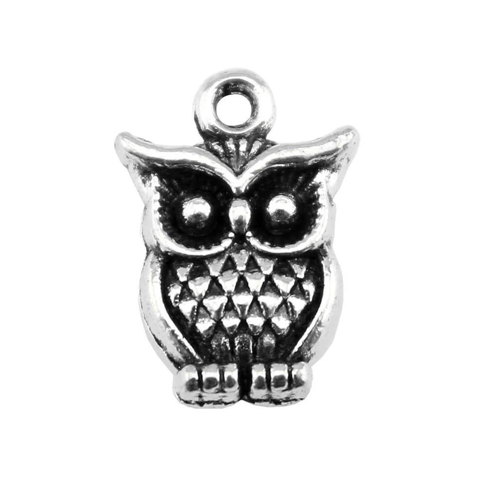 WYSIWYG 10pcs 16x12mm Charms Big Eyes Owl Antique Making Pendant Fit Vintage Tibetan Bronze Silver Color DIY Handmade Jewelry