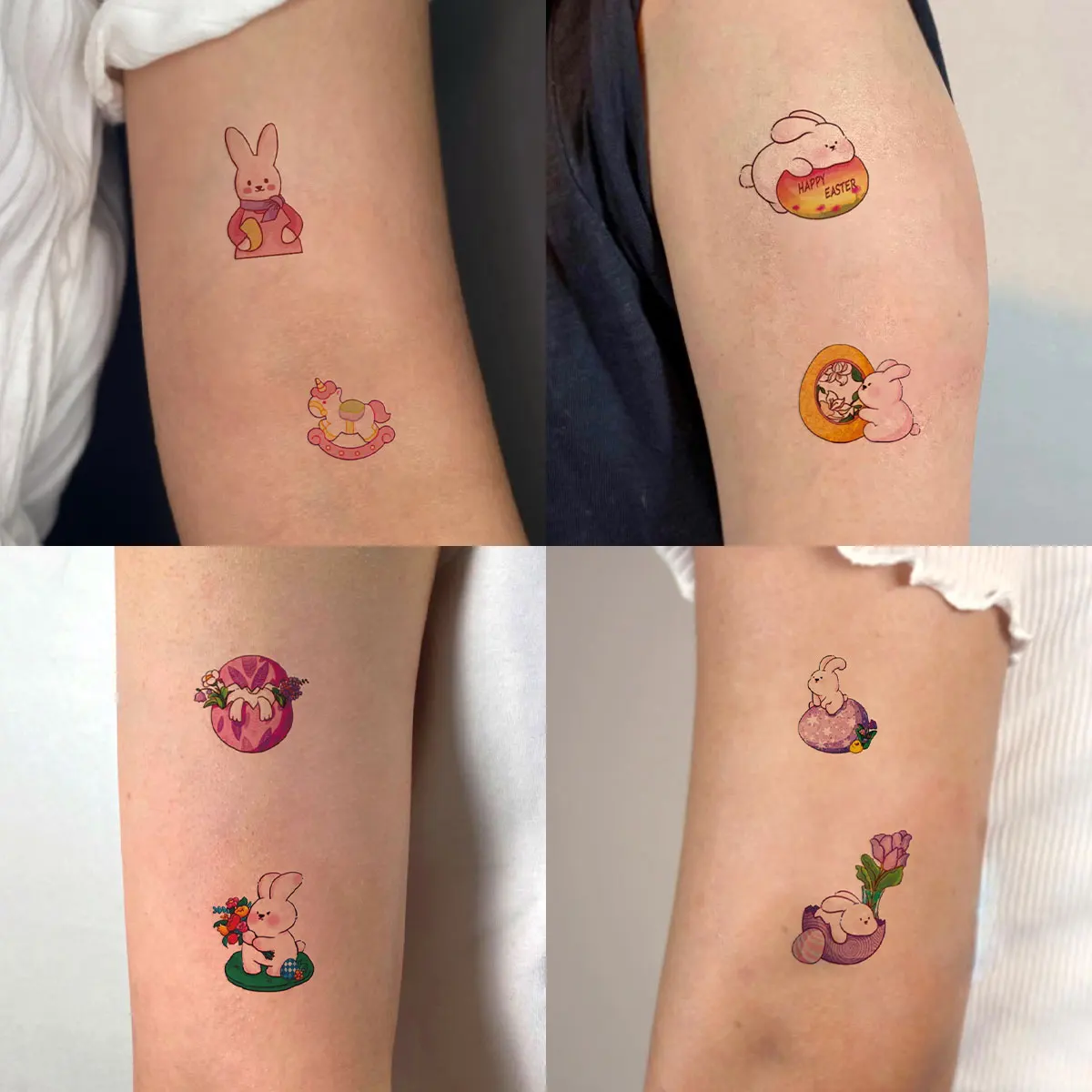 TATTOO 6pcs/set Tiny Temporary Tattoos for Women Girls Finger Hands Colored Cute Lips Cactus Fake Tattoo Stickers Neck Wrist Leg