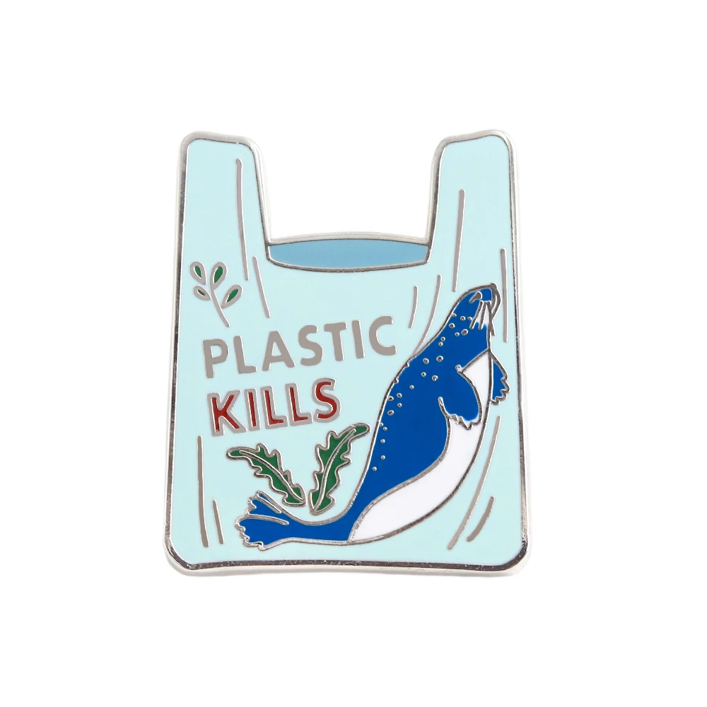 Plastic Kills Enamel Pin Marine Life Sea Lion Brooch Plastic Pollution Protecting The Marine Environment Eco Gifts