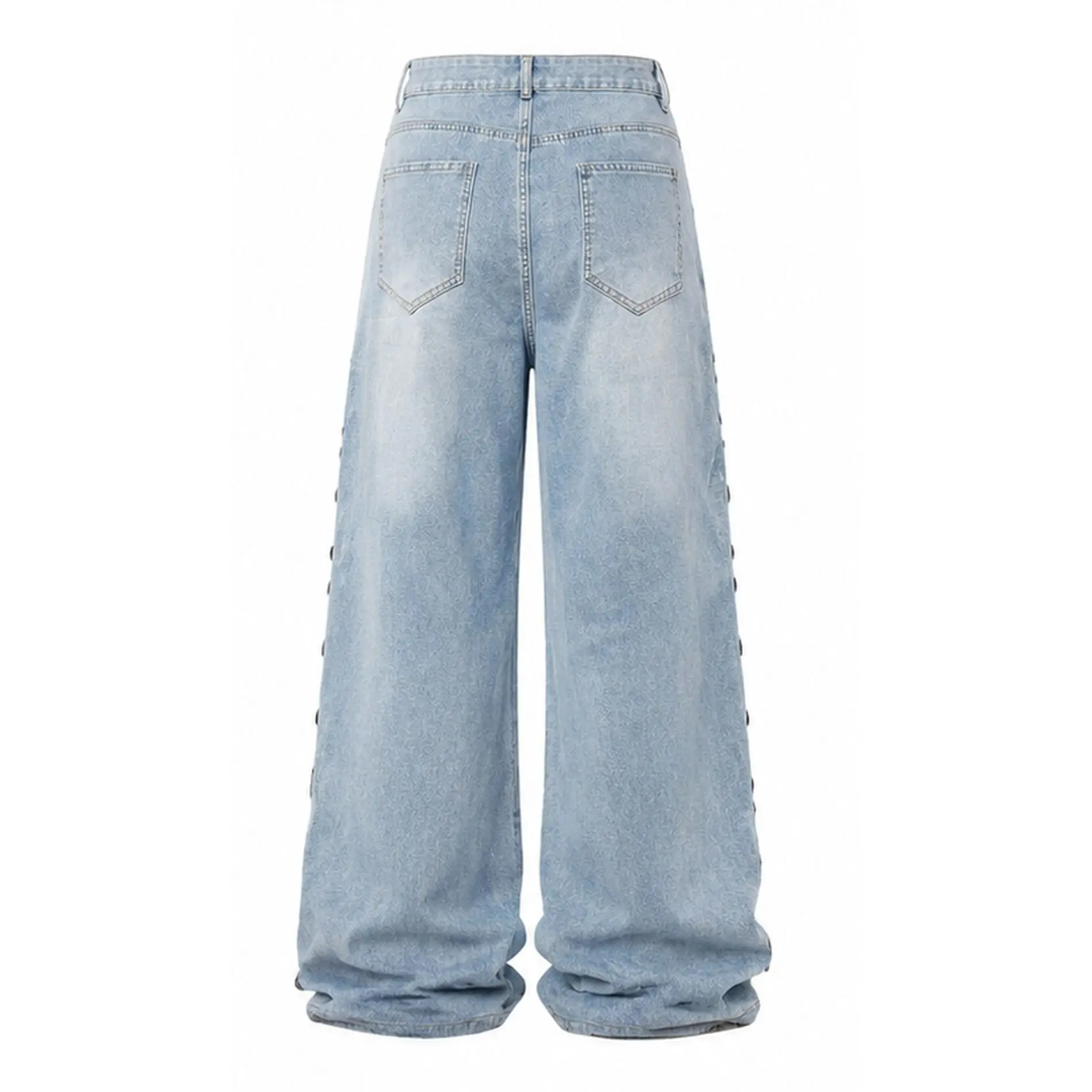 CHIC Autumn Retro Washed Double Breasted Buttons Pants Women's Jeans Niche Loose Casual Versatile Wide Leg Jeans For Woman