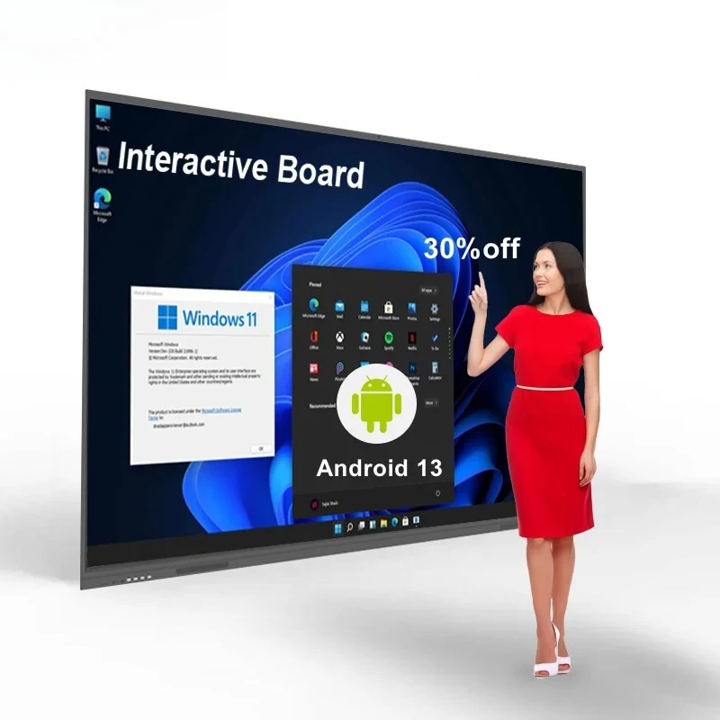 Custom Solutions 86/55/65/75/85/98 Inch Ir Touch Interactive  Board HD 4k Lcd Remote Learning Interactive Board for Conference